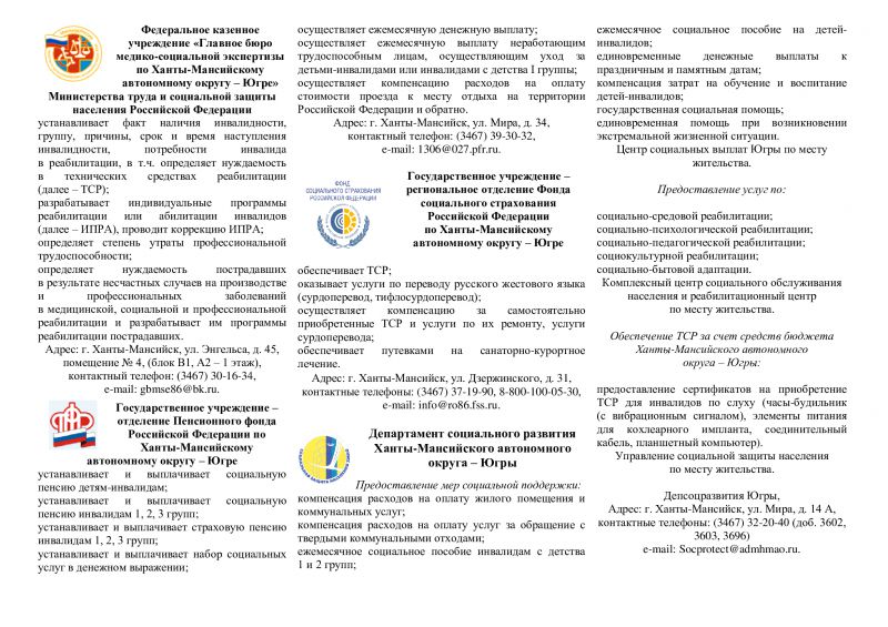Памятка для инвалидов по слуху, проживающих в Ханты-Мансийском автономном округе – Югре