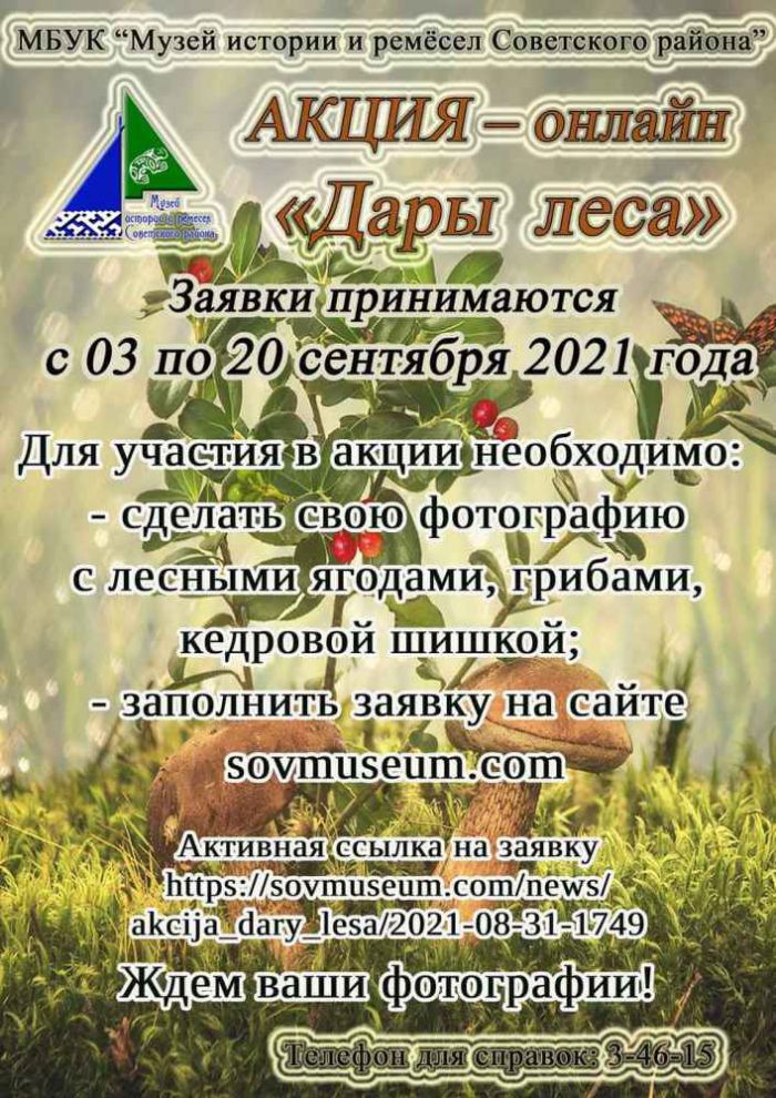 Стартует АКЦИЯ – онлайн «Дары леса»!!!
